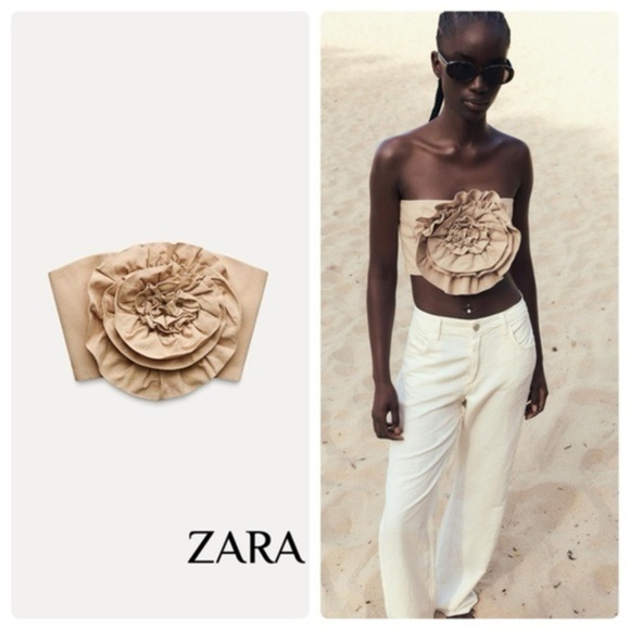 ZARA WOMEN - TEXTURED FLOWER TOP - Picture 1 of 2